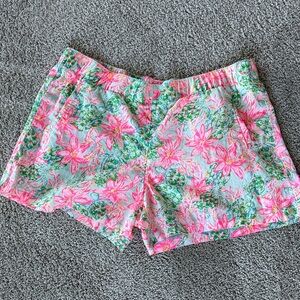 Lilly Pulitzer Pink and Green Floral Women's Shorts with pockets